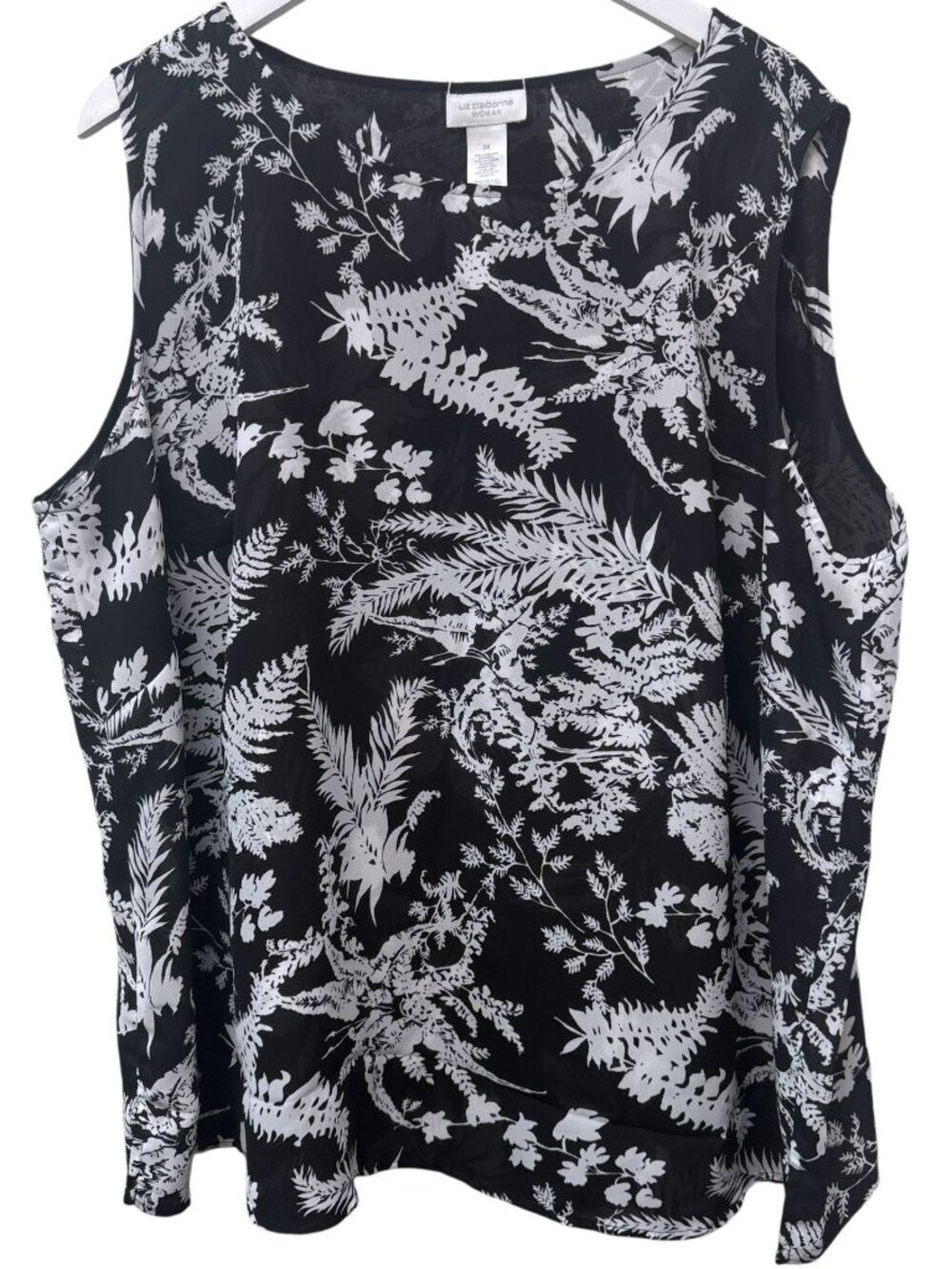 Liz Claiborne Reversible Top Plus Size 3X Black White Floral Tank Top Sleeveless